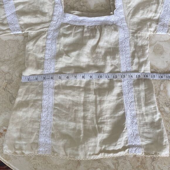 Tory Burch Square Neck Peasant Linen Blouse - Picture 12 of 13